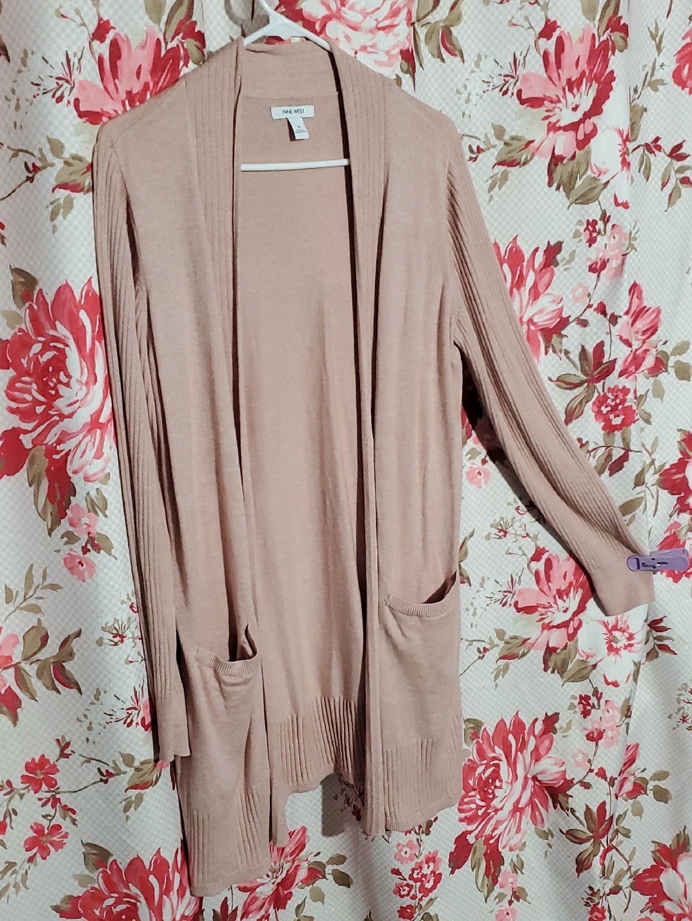Nine West Open-Front Cardigan in Dusty Rose